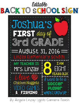 Preview of First Day of School Sign /  Back to School Sign {EDITABLE}