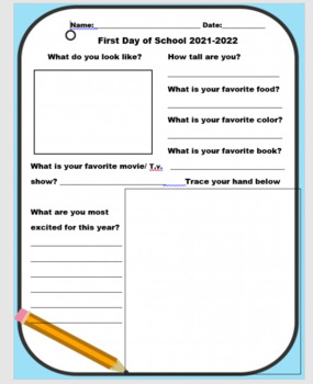 Preview of Editable First Day of school memory keepsake page