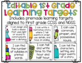 Editable First Grade Learning Target Display Pages with CC