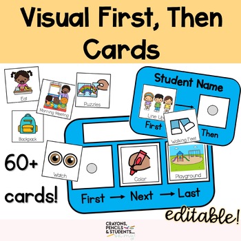 Preview of Editable First, Then Cards Visual Schedule Board