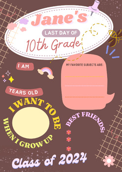 Preview of Editable First or Last day of School - Pre-K Sign for Boy or Girl cute Printable