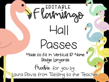 Preview of Editable Flamingo Hall Pass Freebie