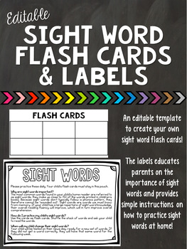 FREE Sight Word Flashcard Labels