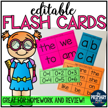 Preview of Editable Flash Cards for Homework or Review