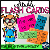 Editable Flash Cards for Homework or Review