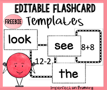 Preview of *EDITABLE* Flashcard Templates - Sight Words - Math Facts