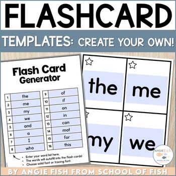 Preview of Editable Flashcard Templates | Flashcard Generator | EDITABLE Sight Word Cards