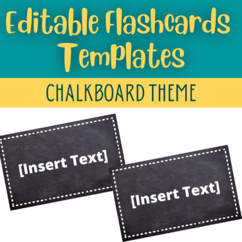 Preview of Editable Flashcards Template | Chalk Board Theme | 5 Sizes