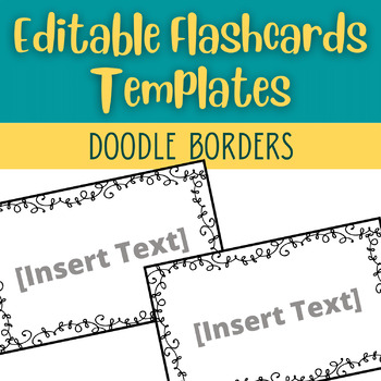 Preview of Editable Flashcards Template | Doodle Borders | 5 Sizes | #3