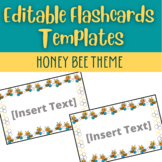 Editable Flashcards Template | Honey Bee Theme | Bee Borde