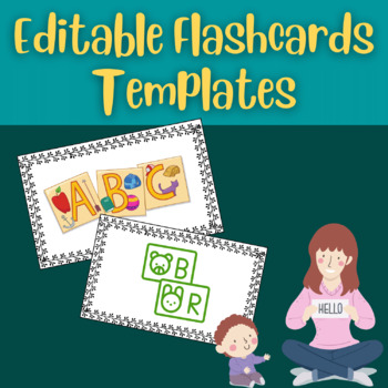 Preview of Editable Flashcards Template | Leafy Borders | 5 Sizes | Printable