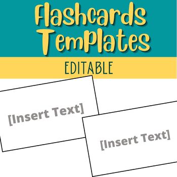Preview of Editable Flashcards Template | Plain Flash cards | 5 Sizes