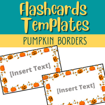 Preview of Editable Flashcards Template | Pumpkin Borders | 5 Sizes | Autumn Fall