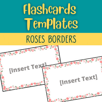 Preview of Editable Flashcards Template | Roses Borders | 5 Sizes