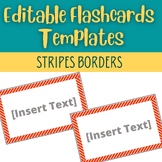 Editable Flashcards Template | Stripes Borders | 5 Sizes