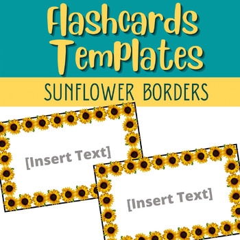 Preview of Editable Flashcards Template | Sunflower Borders | 5 Sizes