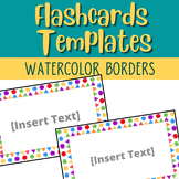 Editable Flashcards Template | Watercolor Borders | 5 Size