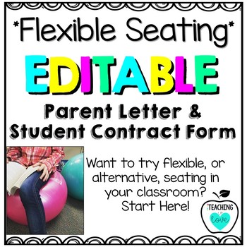 Preview of Editable Flexible Seating Parent Letter and Student Contract