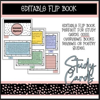 Preview of Editable Flip Book for Study Cards, Topic Revision and Assessment Objectives