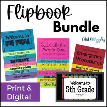 Preview of Editable Flipbooks - Back to School, Substitute Info, Emergencies, Passwords
