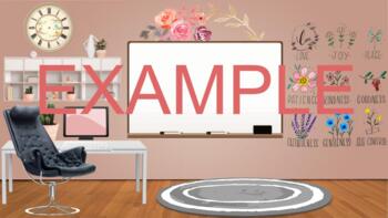 Preview of Editable Floral Bitmoji Office Bitmoji Classroom Background Zen Classroom 