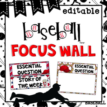 Preview of Editable Focus Wall | Reading | Baseball Theme Classroom Decor