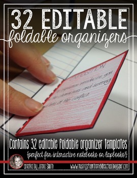 Preview of Editable Foldable Organizer Templates for Interactive Student Notebooks