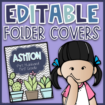 Preview of Editable Folder Covers | Editable Take Home Folder Covers | Cactus Folder Cover