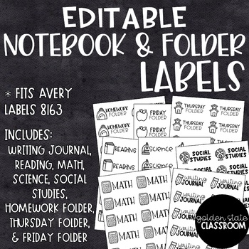Preview of Editable Folder & Notebook Labels