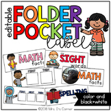 Editable Folder Pocket Labels ( color and black/white options)