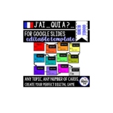 FRENCH I have Who has J'ai Qui a Editable Game for Google Slides