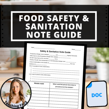 Preview of Editable Food Safety & Sanitation Note Taking Guide [FACS, FCS]