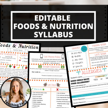 Preview of Editable Foods & Nutrition Syllabus [FACS, FCS]
