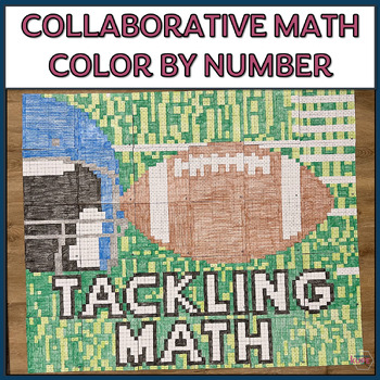 Preview of Football Math Collaborative Coloring Poster | Editable | Tackling Math