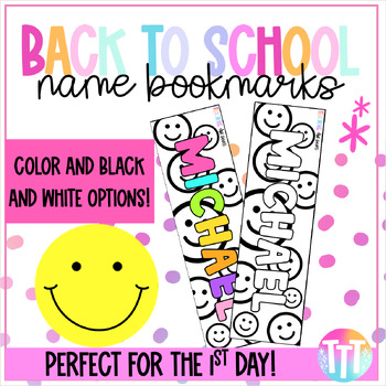 Preview of Editable Freebie Back To School Student Name Bookmarks