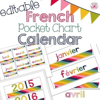 Calendar in French (Le Calendrier)  Pocket chart, Calendar, Months in a  year