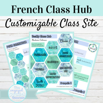 Preview of Editable French Class Hub Hexagon Theme