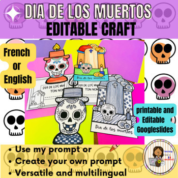 Preview of Editable French Day of the dead craft | Dia de los muertos craft  | Printable 