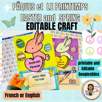 Preview of Editable French EASTER OR SPRING craft | Pâques et le printemps  | Printable 