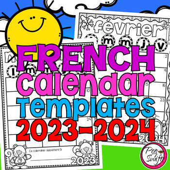 Preview of Editable French School Year Calendar Templates 2023-2024