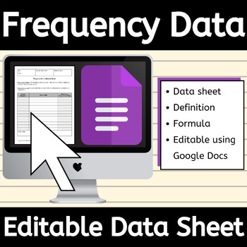 Preview of Editable Frequency Data Collection Sheet for Recording, ABA Tracking Google Doc™