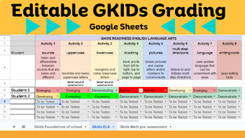 Preview of Editable GKIDs Grading Google Sheet