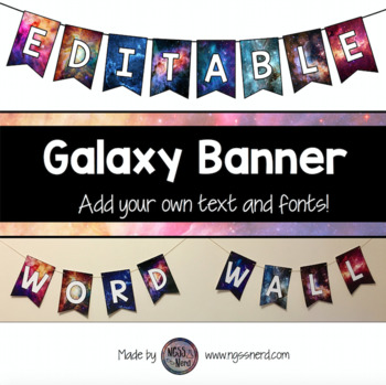 Preview of Editable Galaxy Banners with Bunting