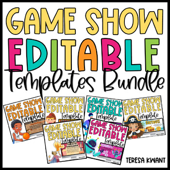 Preview of Editable Game Show Templates for Canva Test Prep End of Year Review