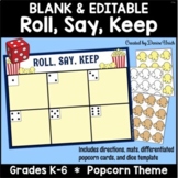 Editable ROLL SAY KEEP Popcorn Game Template - Easily Diff