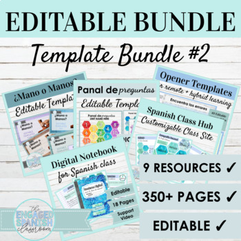 Preview of Spanish Editable Games and Activities BUNDLE #2 | DIGITAL GAME TEMPLATES