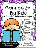 Genres for Big Kids {Editable} Interactive Notes