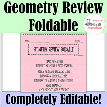 Preview of Editable Geometry Review Foldable (End of Year Review)