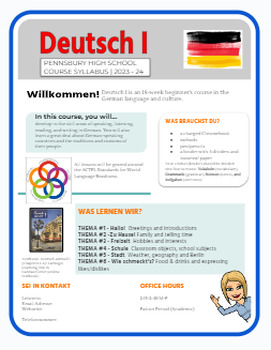 Preview of Editable German Syllabus