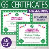 Editable Girl Scout Investiture Certificate, Printable Red